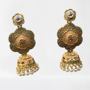 Women Earrings Jhumka Drop Dangle Gold Tone Fashion Ear Jewelry Earrings